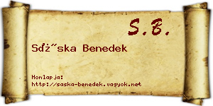 Sáska Benedek névjegykártya